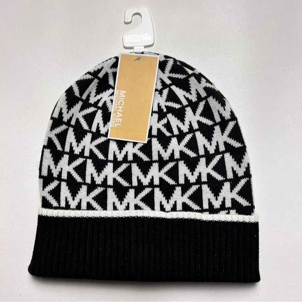 Michael Kors MK  Classic Pattern Women's Cold Weather Winter Beanie Logo Hat